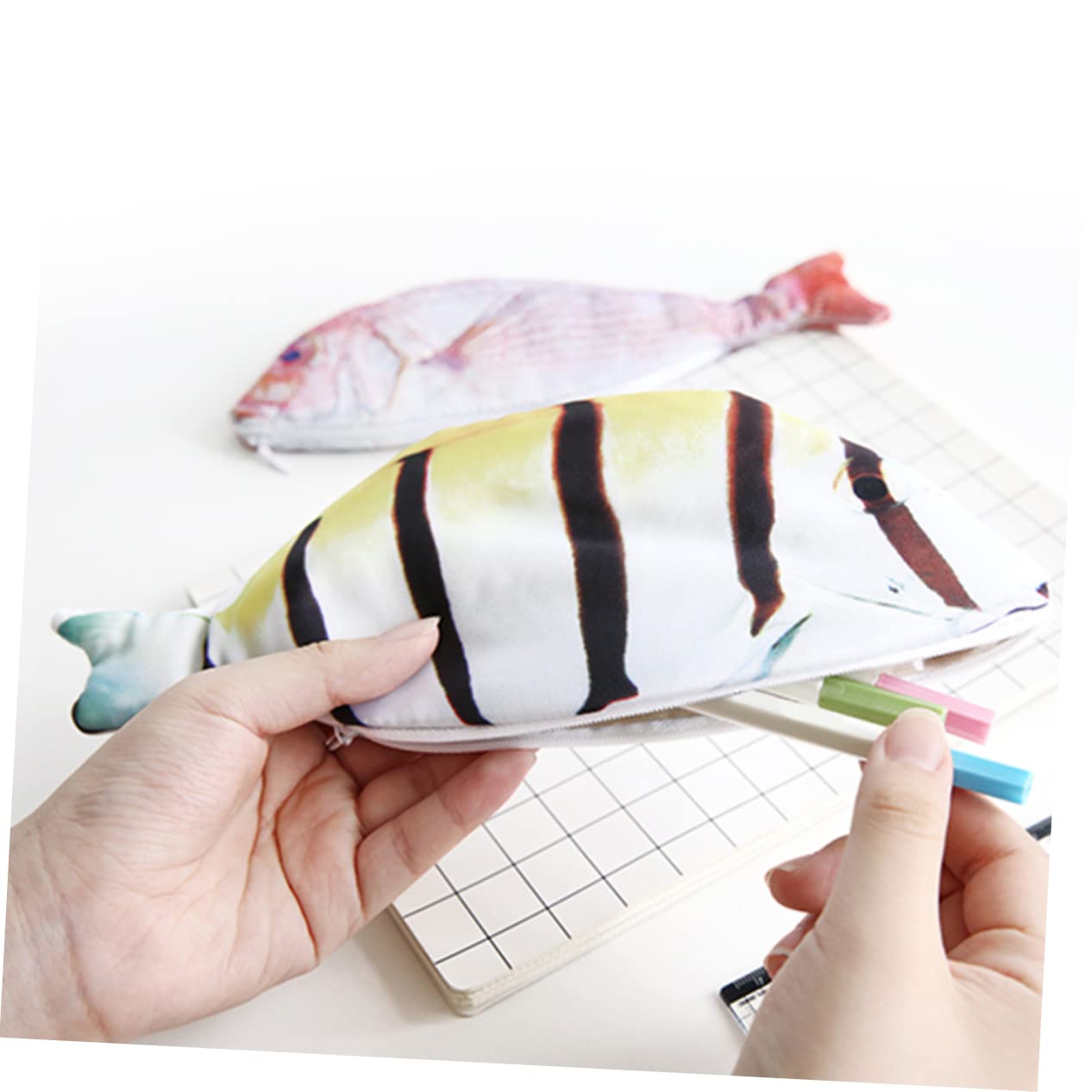 EXCEART 6pezzi Borsa Astuccio Multifunzionale Forma Di Pesce Per Scuola e Cancelleria Portapenne Porta Monete e Trucchi Materiale Resistente e Lavabile