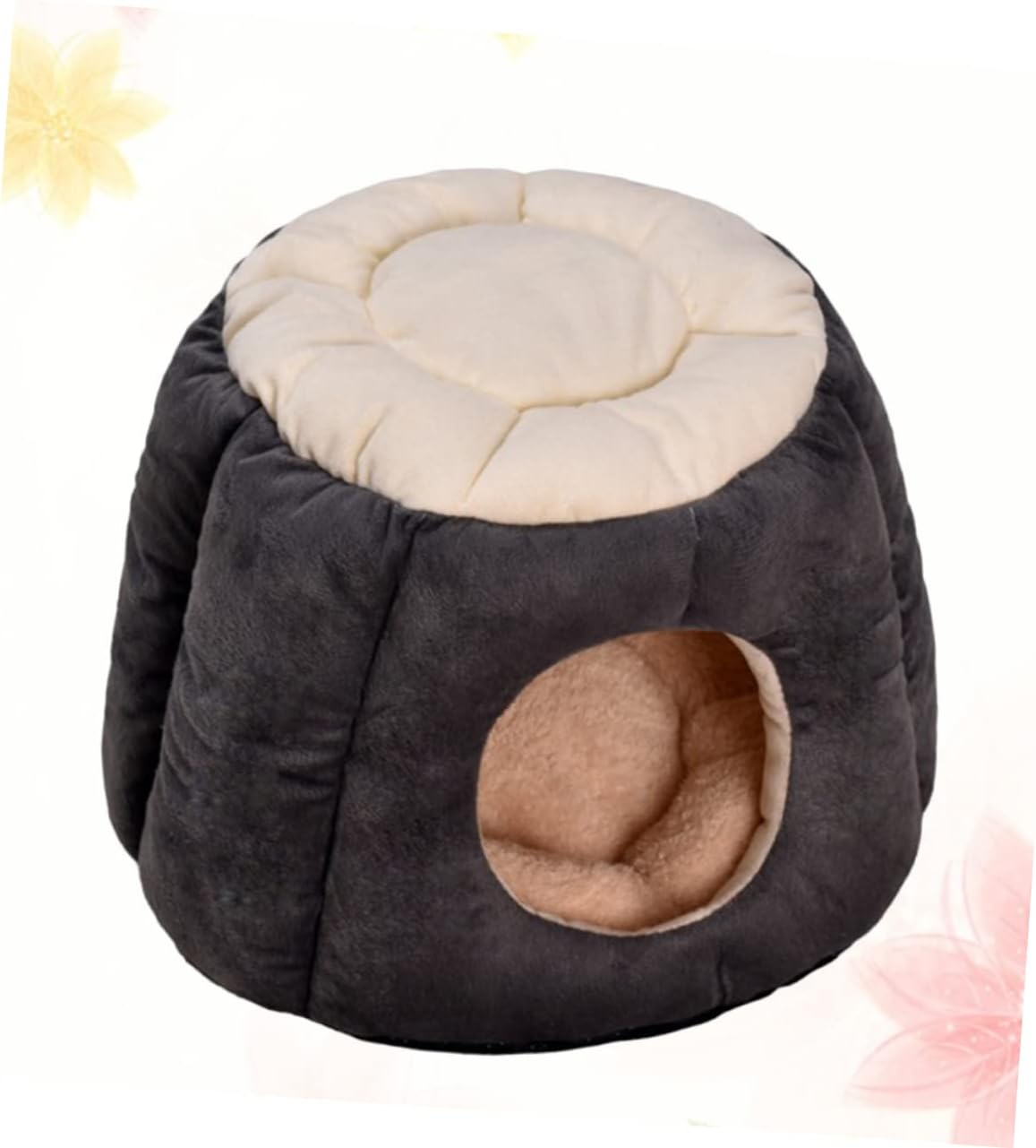 FRCOLOR Round Table Pet Bed for Dogs Cats Cozy Winter Tent Design Machine Washable Soft Gray Black