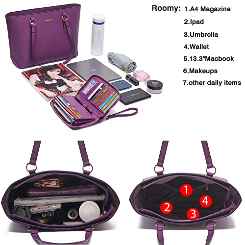 Image of Purses And Wallets Set For Women Work Tote Satchel Handbags Shoulder Bag Top Handle Totes Purse With Matching Wallet