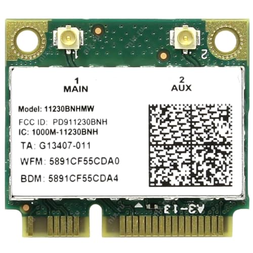 Image of Wireless-N 1030 Half Mini PCIe Network Card | 300 Mbps with Bluetooth Support | HMC WLAN Replacement Part 1230BNH Wi-Fi Card 11230BNHMW