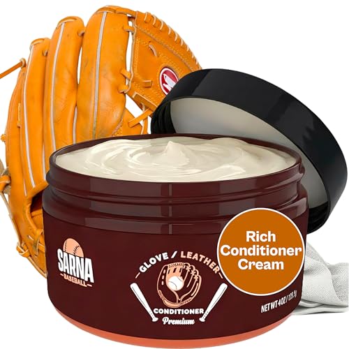 SARNA BASEBALL Glove Conditioner, Cream, 4 Oz – Break in Faster, Keep Leather Maintained – Water-Based...