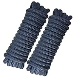 TetherTite 3/4' x35' Boat Dock Lines,Double Braided Nylon Boat Dock Lines with Loop, Mooring Line Marine Rope (2Pack,Navy Blue)