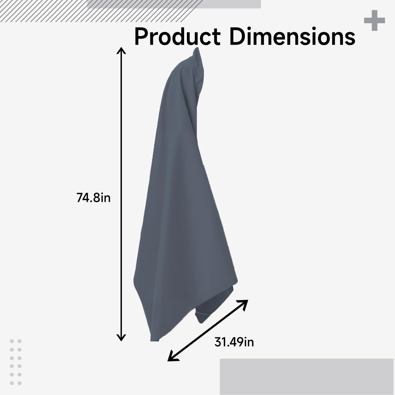Serviette de plage extra-large avec coins à prise métallique, 31,5 x 74,8 in, 80 x 190 cm, serviette en microfibre à séchage rapide, sans sable, portable pour natation, sport, voyage, camping, plage