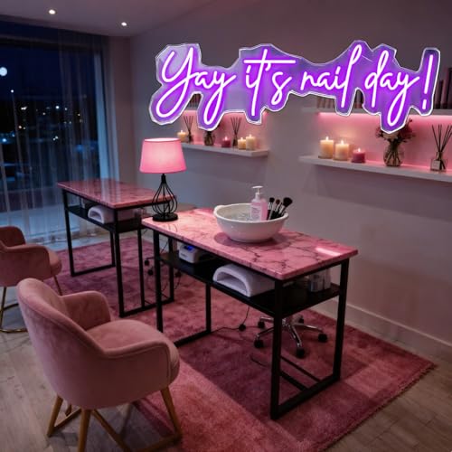 Image of Yay It's Nail Day Neon Sign for Wall Decor 16.5x6.3In