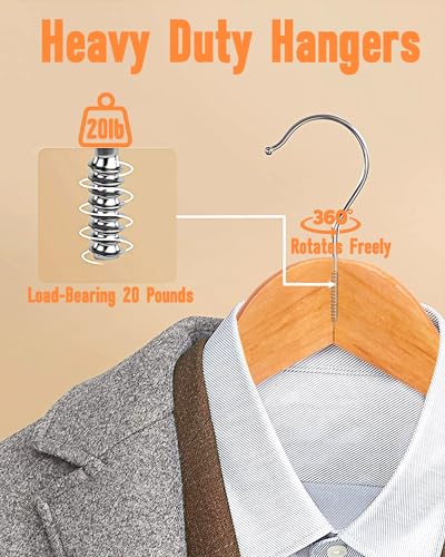 Bgrqriq WOODEN HANGERS 20 Pack Suit Hangers thumb #4