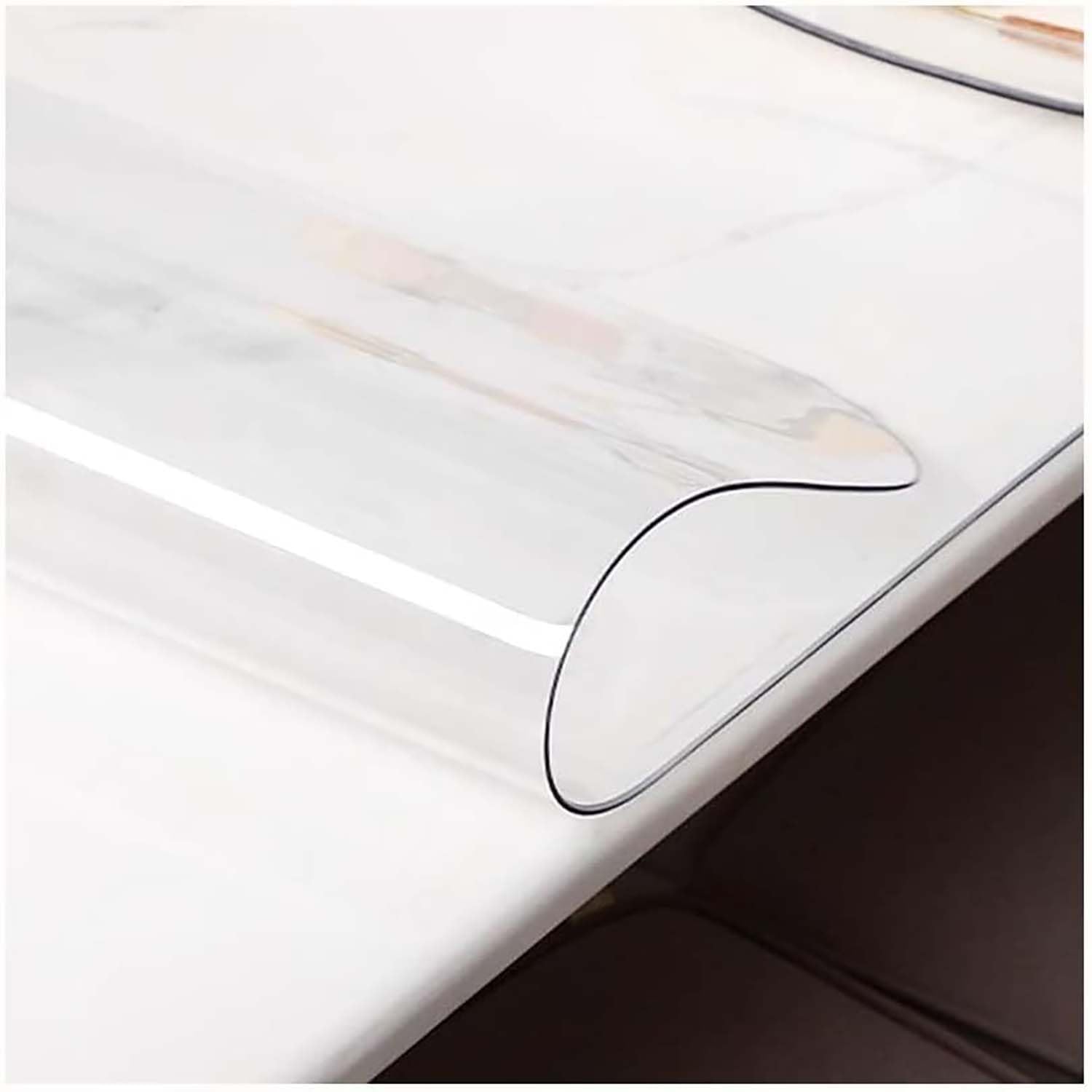 Ffsaacol Thick Table Protector for Dining Room, Clear Desk Mat Desk Pad, Transparent Table Cover Protector Waterproof/Oil-Proof, for Coffee, Dining 1.5mm, 70x200cm/28x79in