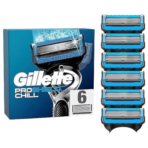 Gillette ProShield Chill - Cuchillas de afeitar (6 cuchillas de repuesto para afeitadora húmeda para hombre con 5 hojas)