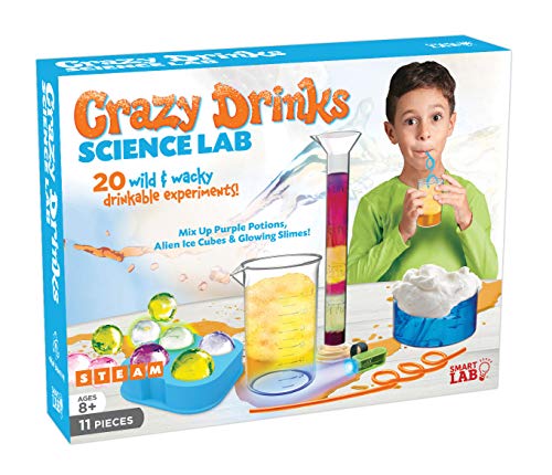 SmartLab Toys Crazy Drinks Science Lab - 11Piece - 20 Experiments - Includes UV Light & 2 Crazy Drink Straws!
