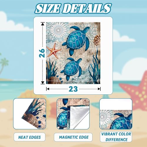 Sea Turtle Dishwasher Magnet Cover, 23x26In Summer Under Sea Dishwasher Magnetic Covers Kitchen Decor Dishwasher Magnets Cute Animal Refrigerator Magnet Cover Fridge Panel Decal by Nokqnup - Used condition - Image 5