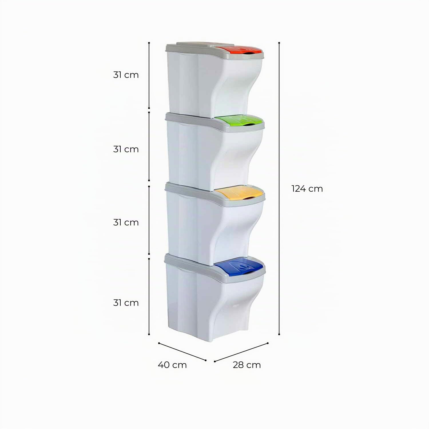 Bama Poker - Conjunto de 4 cubos modulares para la basura, 20 Litros