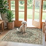 TOPRUUG Green Entryway 3x4 Rug - Washable Area Rugs for Kitchen Bathroom Non-Slip...