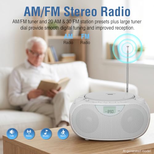 Image of Nextron Portable CD Player Boombox with Bluetooth, AM /FM Radio & USB