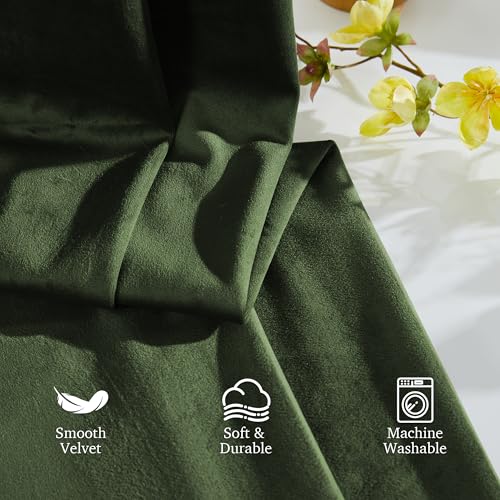 Image of StangH Moss Green Velvet Curtains 96 Inch Length, Victorian Style Drapes for High Ceiling Living Room, Soundproof Room Darkening Window Coverings, W52 x L96, 2 Panels