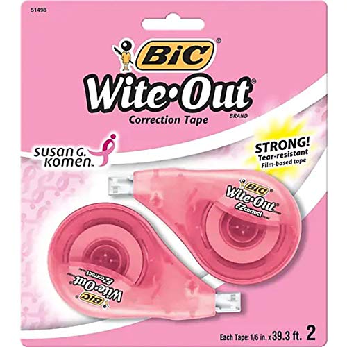 BIC Wite-Out Brand EZ Correct Correction Tape Supporting Susan G. Komen, 2-Count