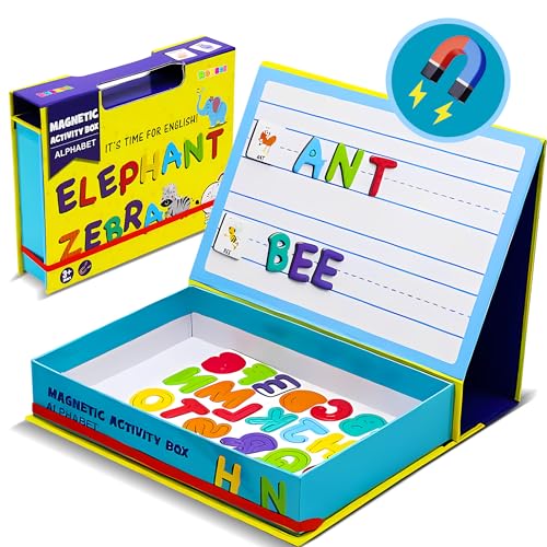 Magnetic Puzzles for Kids Ages 4-8 - 76 PC Educational Alphabet & Animal Magnetic Book, Dress-Up Toddler Learning Activities, Travel-Friendly STEM Toy, Fun Jigsaw Fridge Magnets for Toddlers 1-3 3-12