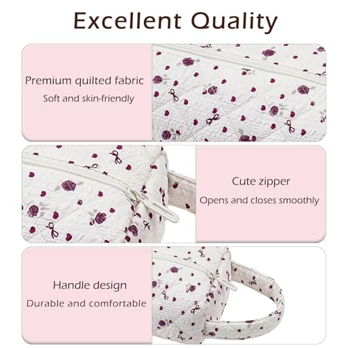 Image of RSRSLEII Quilted Hair Tools Travel Bag，Hair Styling Accessories Storage Case for Shark FlexStyle, Dyson Airwrap Hair Dryer, Curling Iron, Revlon Hair Tools，Portable and foldable(13Bow&Heart)