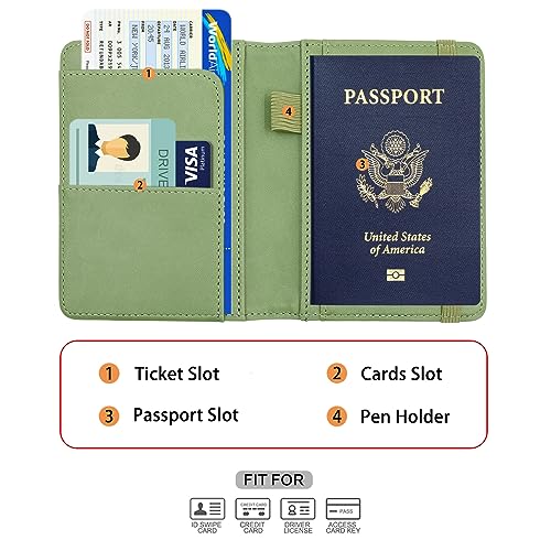 Image of Melsbrinna Premium Leather Passport Holder Covers Case, Waterproof Rfid Blocking Travel Wallet Passport Holder with Pen Holder, Cute Passport Book for Women /Men