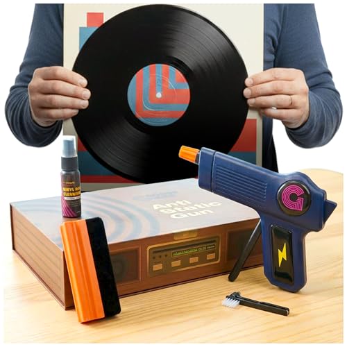 Anti Static Gun For Vinyl Records | Vinyl Record Cleaner Kit Includes Zero Static Remover Gun With Stylus Cleaner Record Cleaning Brush and Album Cleaning Solution - With Vintage Turntable Packaging