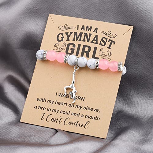 Image of MAOFAED Gymnastics Gift Gymnastics Charm Bracelet Gymnast Gift for Her(gymnast cardbead)