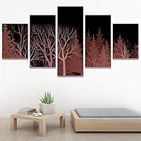 SIGNWIN 5 Panel Canvas Wall Art Modern Art Expressive Forest Multicolor Photography Romantics Scenic for Home Decorations Ready to Hang - 60