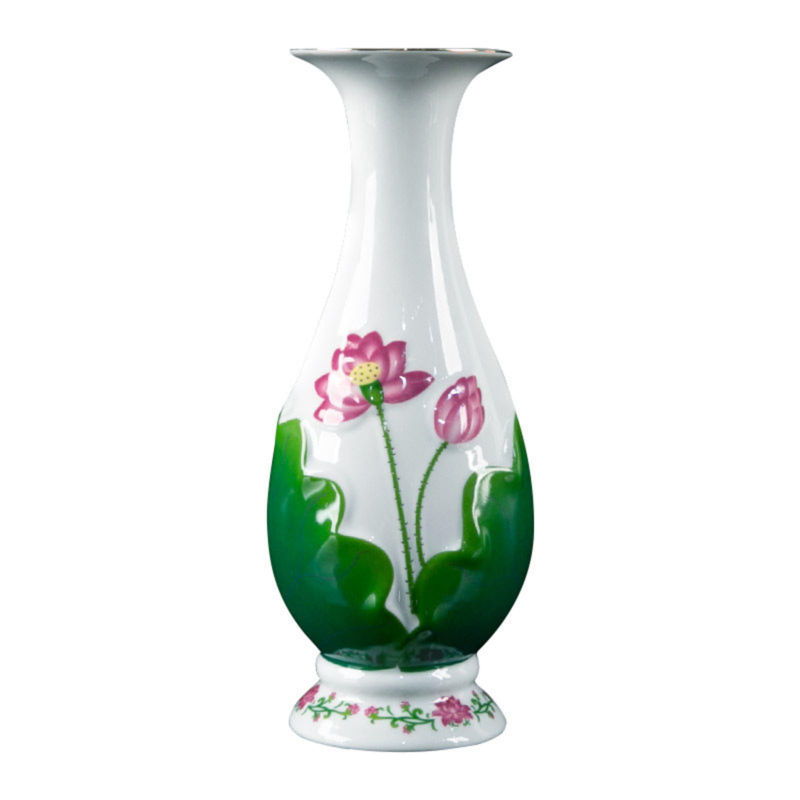 Vase fleur de lotus en relief en céramique d'autel bouddhiste haut de gamme