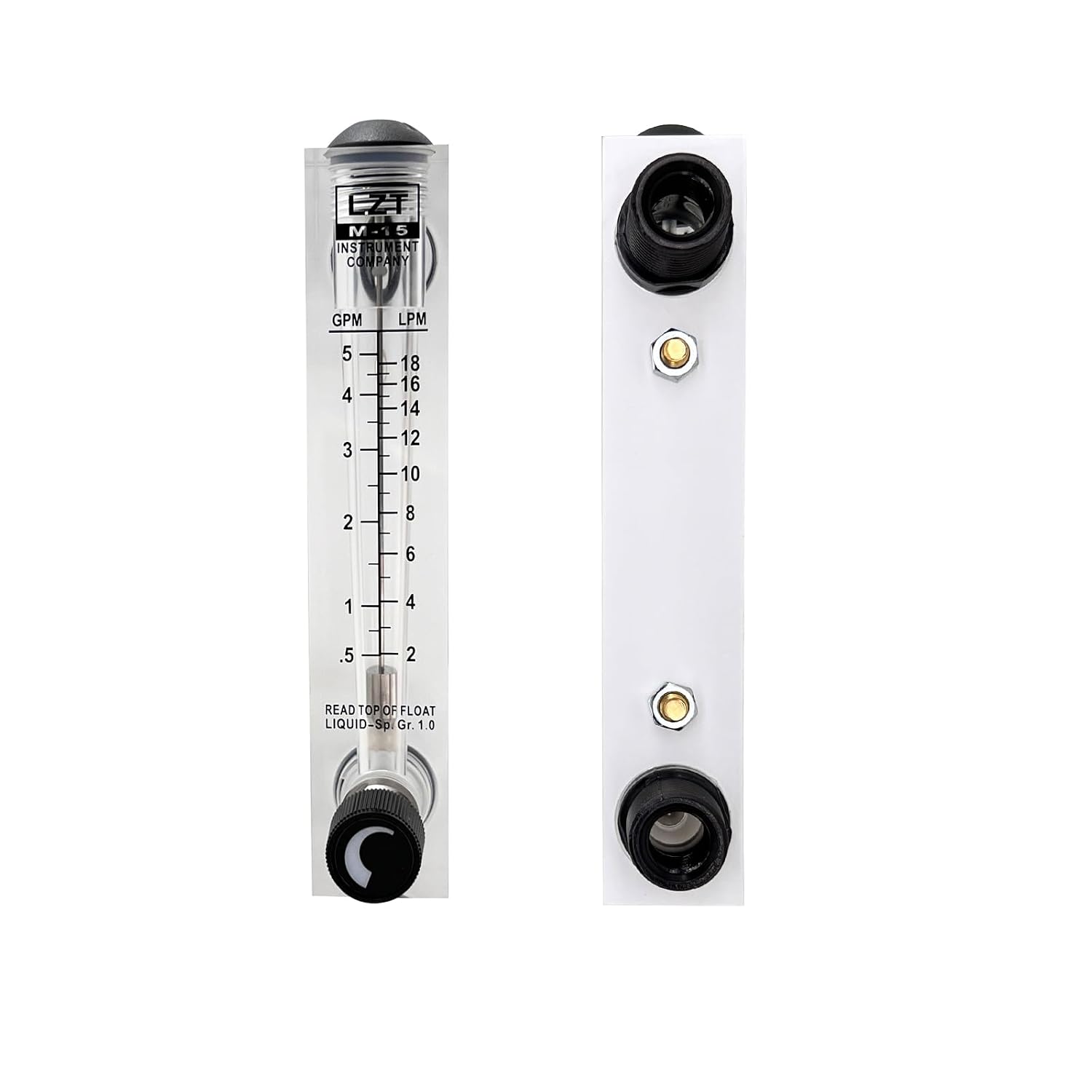 Black Adjustable Knob 0.1-1 GPM Panel Type Water Flow Meter LZT-15