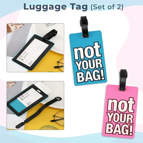 Image of Kraptick Travel Luggage Tags - Durable and Stylish Luggage Identification Tags for Suitcases Compact Name Tag for Luggage & Travel ID Label Tags for Suitcase & School Bags-(DMFP871)(Pack of 2)