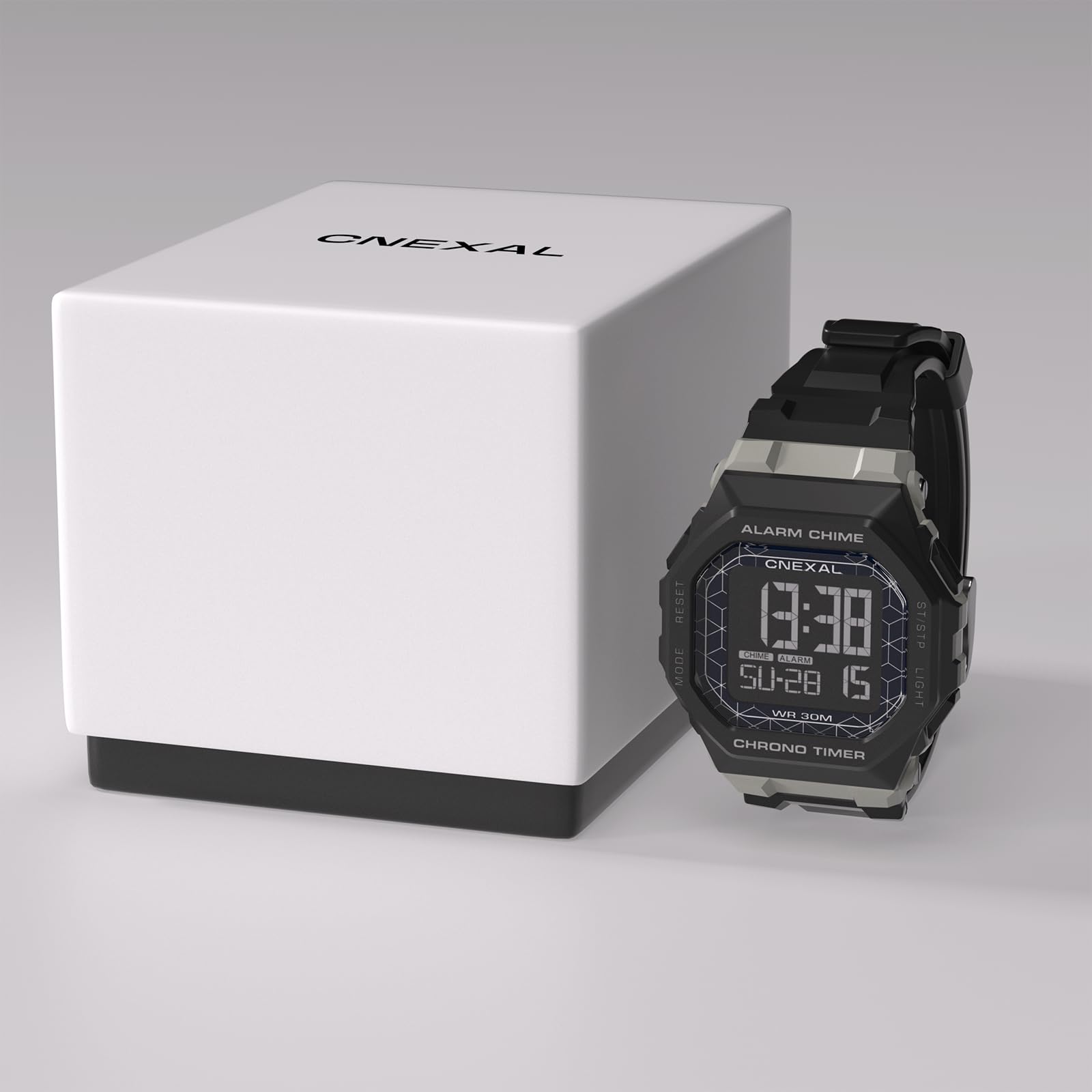 Montre de sport numérique pour homme - Résistante à l'eau - Lecture facile avec grand écran, chronomètre, alarme et batterie de 18 mois