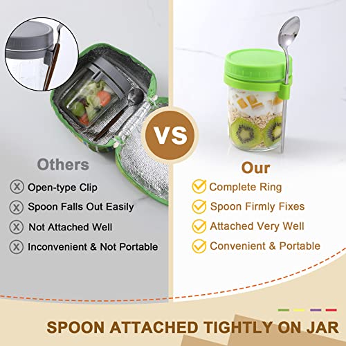 Landneoo 4 Pack Overnight Oats Containers With Lids And Spoons, 16 Oz Glass Mason Overnight Oats Jars, Large Capacity Airtight Jars For Milk, Cereal, Fruit #TOP2