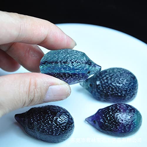Aitelei 1 Inch Rainbow Fluorite Hedgehog Hand Carved Crystal Gemstone Animal Carvings Figurines Collection Reiki Healing Crystal Stone #TOP6