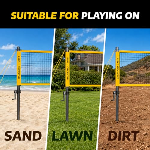 Image of A11N SPORTS Outdoor Volleyball and Badminton Combo Set - Includes Adjustable Height Anti-Sag Net, Volleyball, Air Pump, 4 Badminton Rackets, 2 Shuttlecocks, Boundary Line Marker, and Carrying Bag