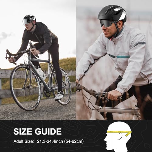 Odoland HT-26 BW Bike Helmet And Cycling Sunglasses, Adult Bicycle Helmet With Detachable Magnetic Sun Visor thumb #6