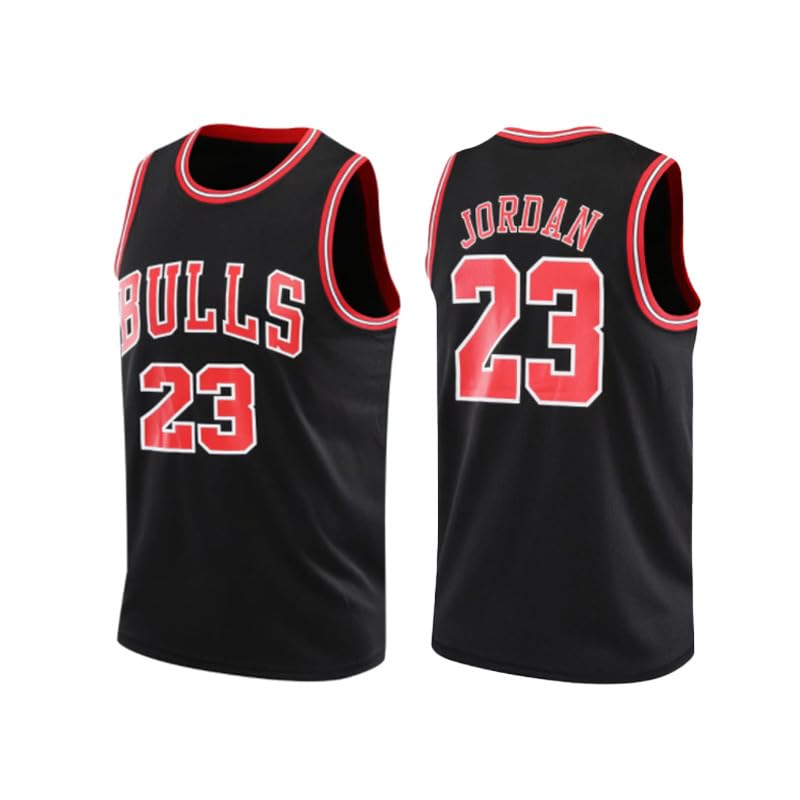 BULLS 23# JORDAN Basketball Uniform for Adults - Breathable Crew Neck Jersey - Black M A