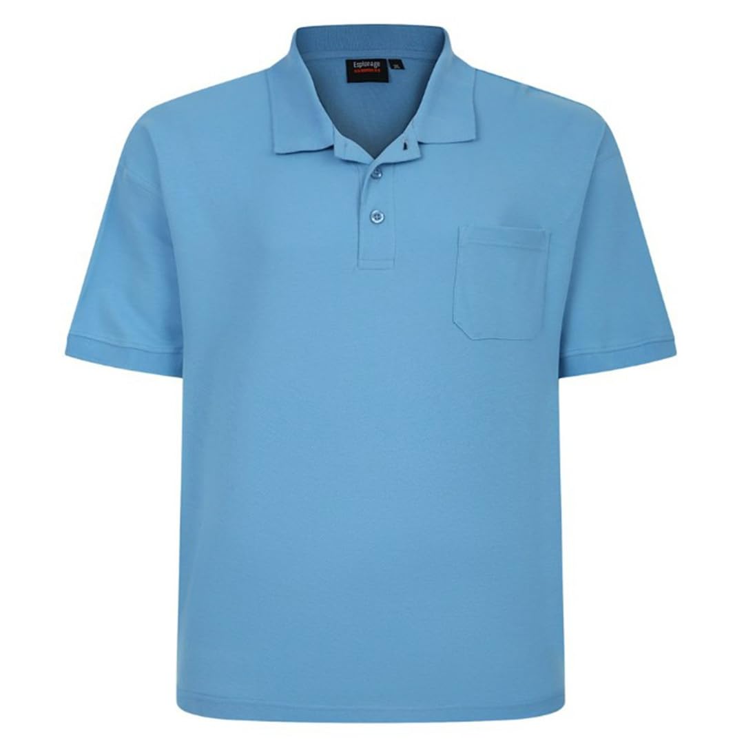 Espionage Men's Plus Size Premium Cotton Pique Polo Shirt (PO74) in Denim Blue 6XL