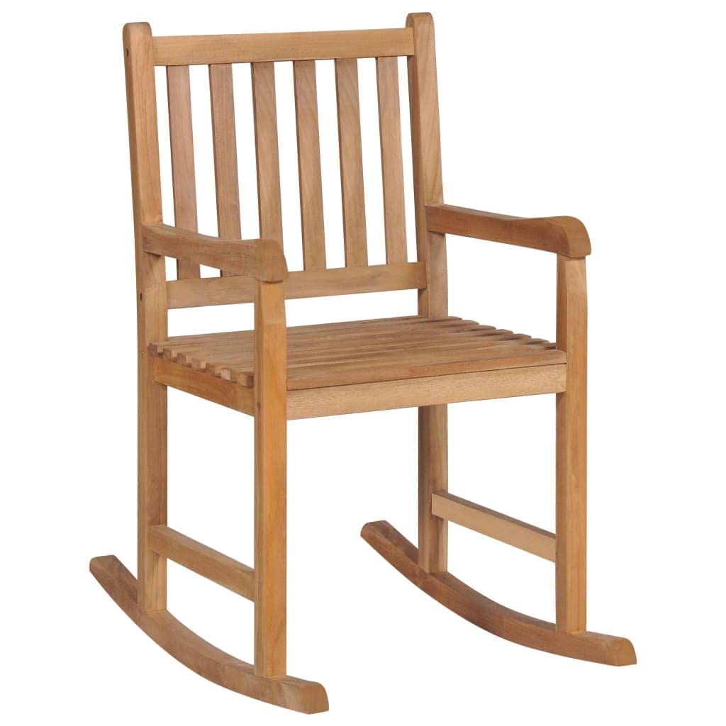 Sedia a Dondolo con Cuscino Crema in Legno di Teak Sedia per esterni Sedia per terrazza Sedia da relax per terrazze, giardini, patii