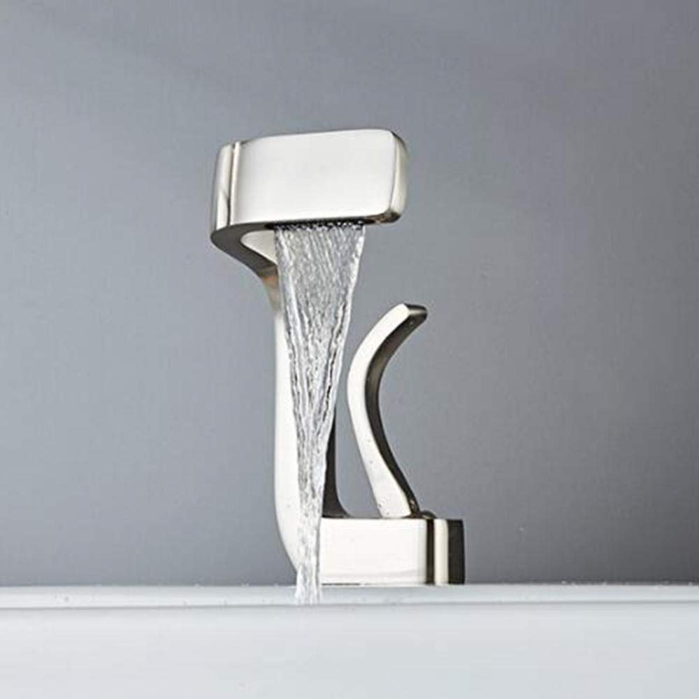 Yadzisw Men's Brushed Waterfall Bathroom Sink Faucet Single Hole Basin Mixer Tap For Modern Home Decor