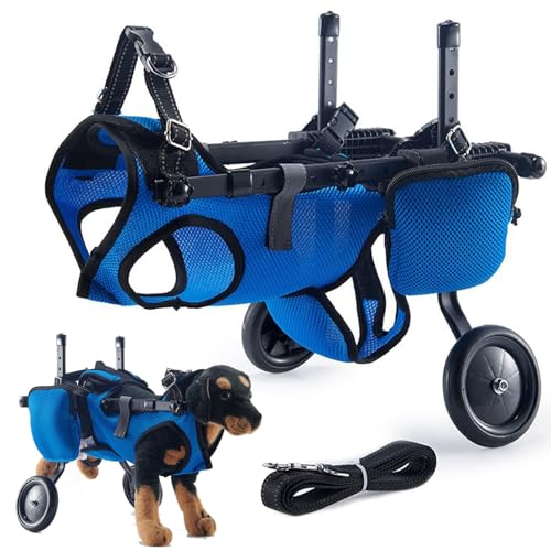 Silla de ruedas para perros, silla de ruedas ajustable para mascotas, ayuda para la movilidad, soporte para piernas y cadera, carrito para perros con ruedas ajustables, para perros con movilidad re