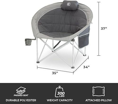 Miniatura 3 de CORE Silla Papasan Saucer de gran tamaño  Silla plegable de luna con portavasos y bolsillo de almacenamiento para interior o campamento al aire