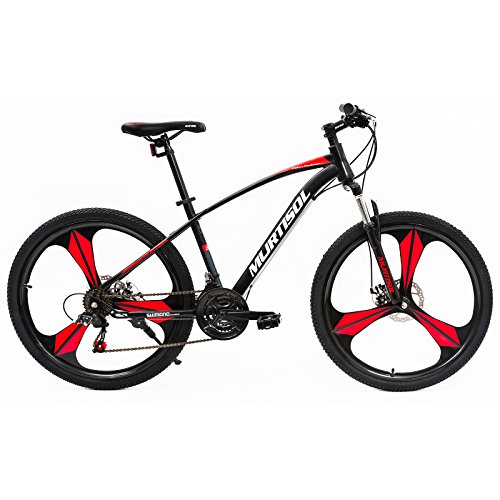 Murtisol Mountain Bikes with Aluminum Mag Wheels,21 Speeds Hybrid Bikes with Dual Disk Brake,Red&Black