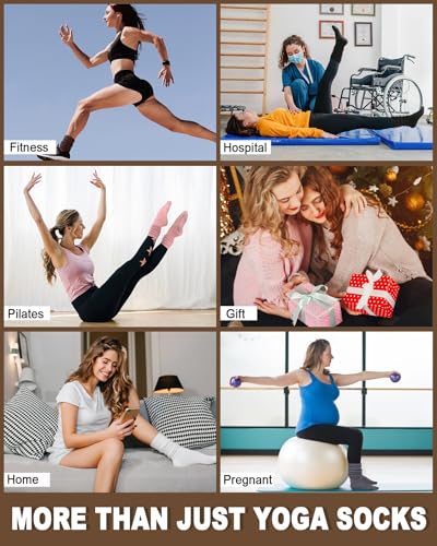 Slouch Grip Pilates Socks for Women,Grippy Socks for Yoga Barre Workout Hospital Long Scrunch Slipper Socks 5