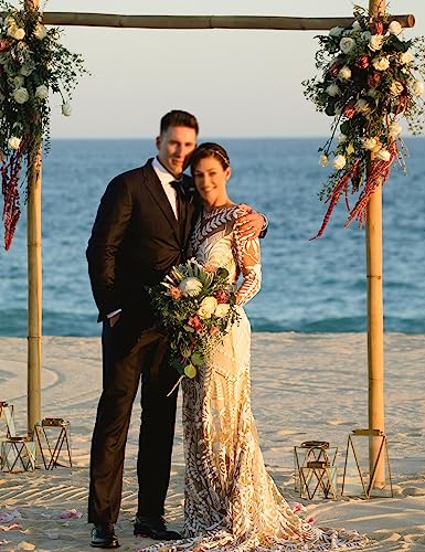 Women's Cowboy Wedding Dress 2 Pieces Long Sleeves Rustic Lace Elopement Mermaid Bridal Gown for Bride3