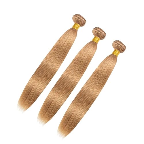 Miniatura 7 de 27 paquetes de cabello humano rubio miel, paquetes de cabello humano lacio rubio de 18, 20, 22 pulgadas, longitud mixta, 3 paquetes de cabello de