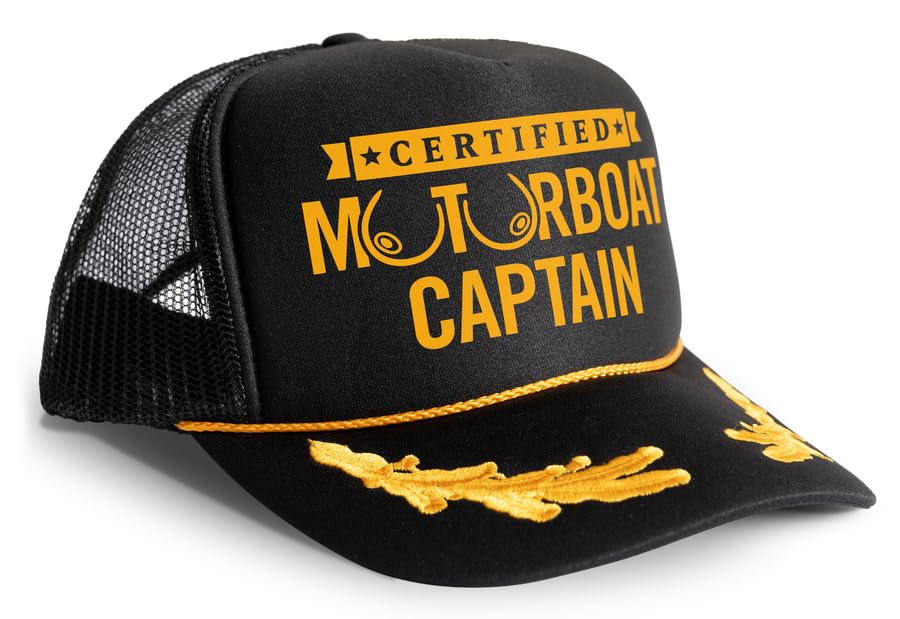 Image of Chudly.com Certified Motorboat Captain Funny Party Boobs Snapback Mesh Trucker Hat