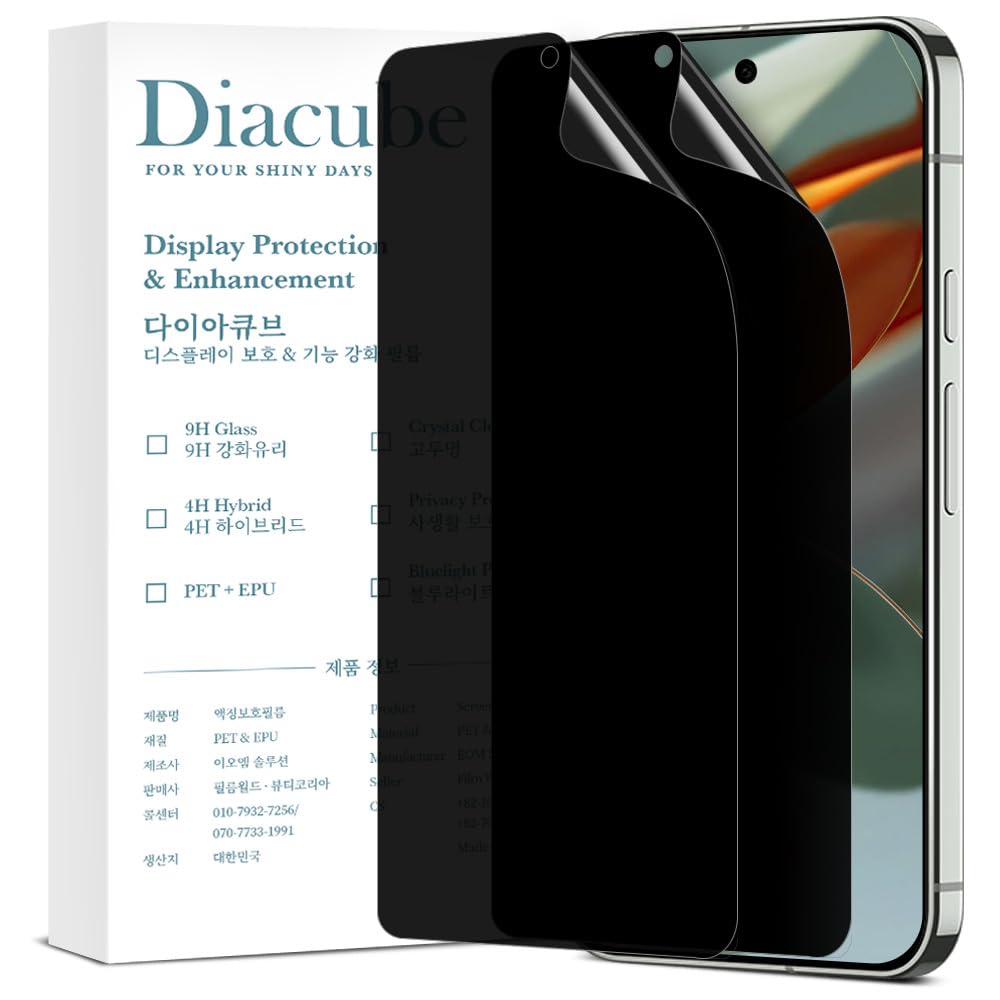Diacube For Google Pixel 9 Pro [Upgraded 27°] Privacy Screen Protector [2 PACK][0.1S Ultrasonic Fingerprint Support][Anti-Spy PET Film][Easy