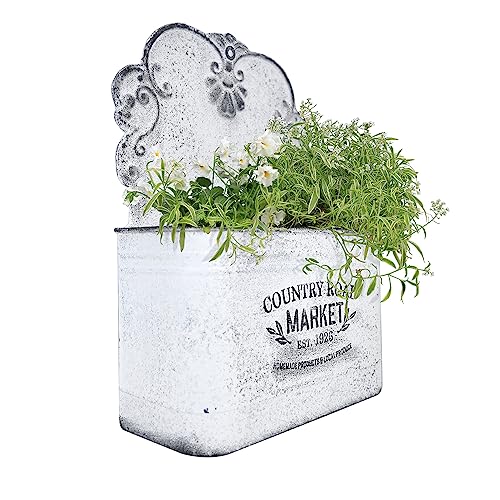 All-Chic-Metal-Wall-Planter-Wall-Mount-Planter-Wall-Vases-for-Flowers-Shabby-Chic-Wall-Decor-for-Rustic-Farmhouse-Wall-Outdoor-Decor-White All Chic Metal Wall Planter Wall Mount Planter Wall Vases for Flowers Shabby Chic Wall Decor for Rustic Farmhouse Wall Outdoor Decor White