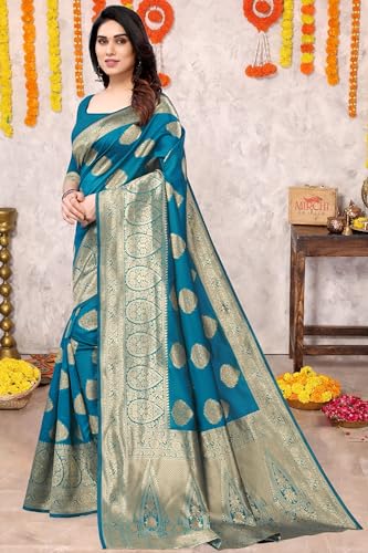 Image of MIRCHI FASHION Women Saree | Jacquard Banarasi Silk Woven Ethnic Motif Office Wear Sari