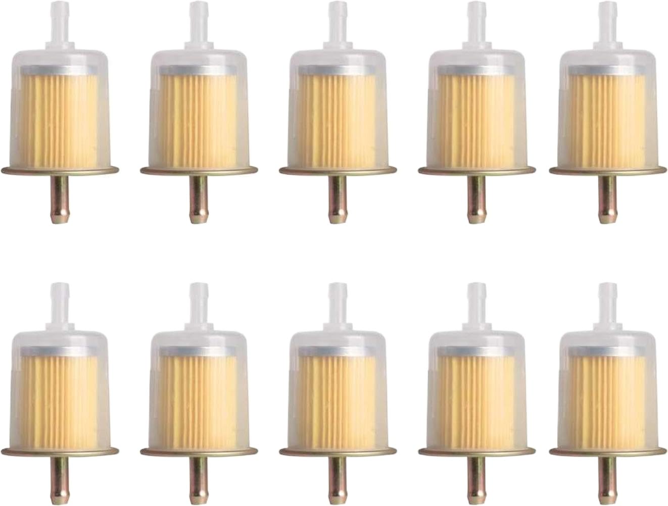 10 filtros de combustible en línea universales de 3/8 pulgadas compatibles con coches, tractores industriales, camiones, motocicletas, vehículos recreativos, motores a gasolina