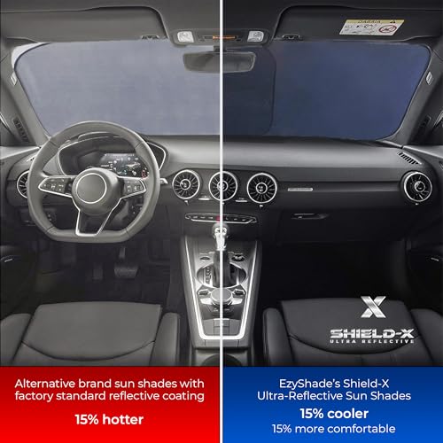EzyShade Windshield Sun Shade for Jeep Wrangler 1986-2017 with Shield-X Reflective Technology. Foldable 2-Piece Car Sunshade for Jeep Wrangler, Gladiator, Renegade, FJ Cruiser, Bronco. X-Small Size by EzyShade - Image 3
