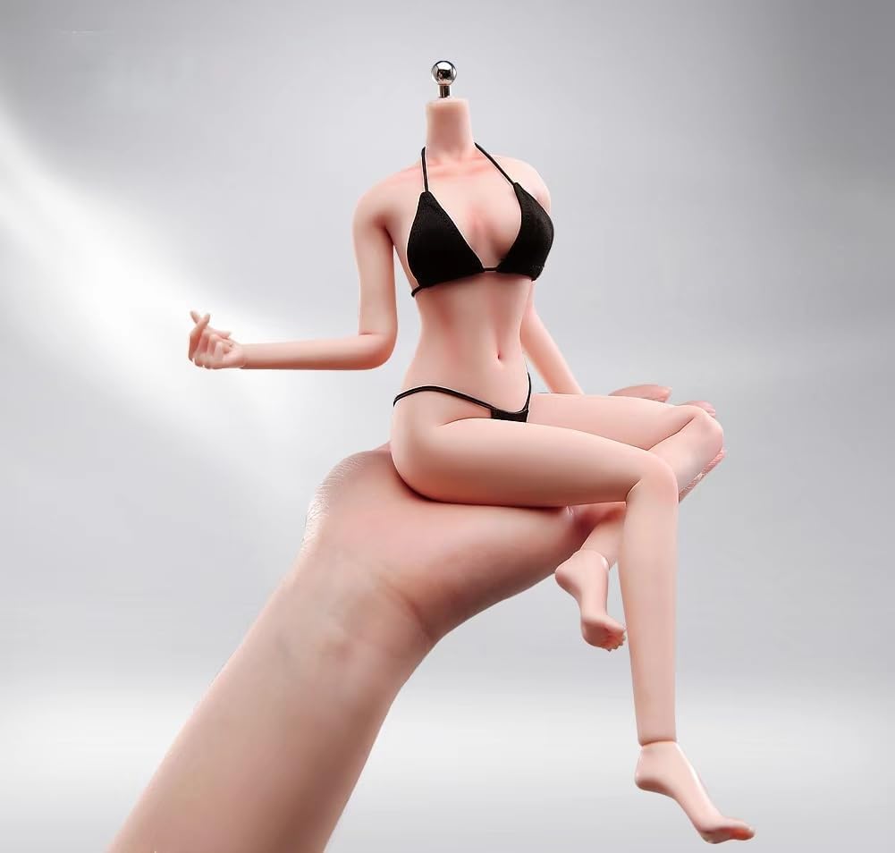1/6 Scale Female Action Figure Body, 12 inches Seamless Flexible Action Figure Body Model with Detachable 5 Pairs Hand Gesture Shapes (Normal Skin)