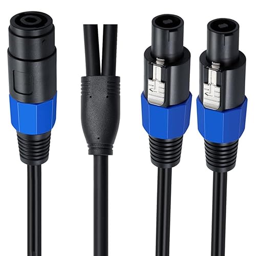 Miniatura 5 de Cable divisor de altavoz, Speakon 1 hembra a 2 machos, cable adaptador de extensión de altavoz para cable de altavoz DJPA con bloqueo giratorio